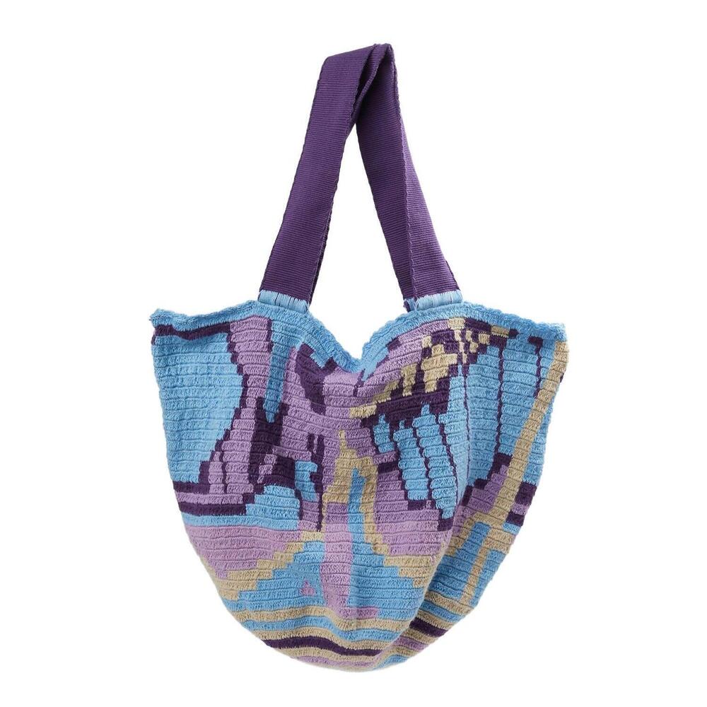 NEW CASTELLANO maleiwa handmade tote bag in purple/blue
